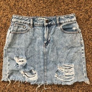 Ripped Jean Skirt